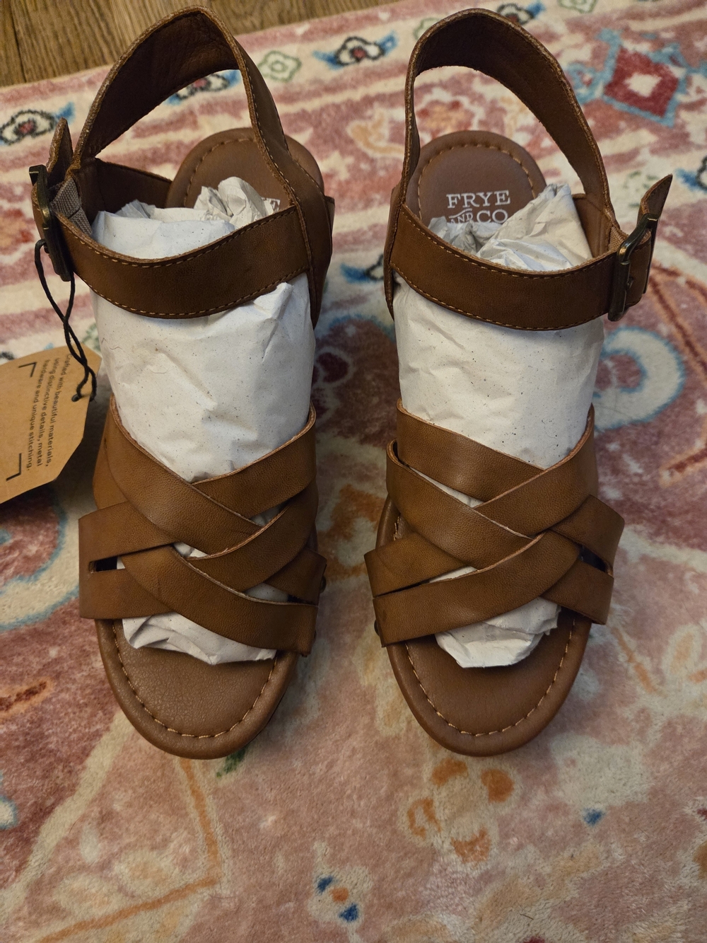 FRYE and Co. Brown Vita Crisscross Sandals